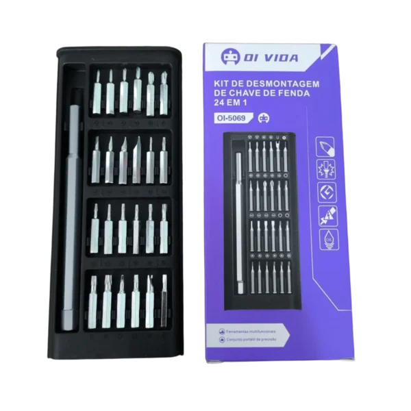Kit de ferramentas de jogo de chave magnética de precisão de 24 peças + caneta de liga de alumínio com caixa organizadora preta - Image 4