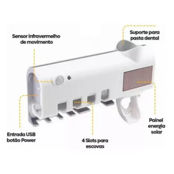 Porta Escova de Dentes com Dosador de Pasta Automática e Esterilizador UV - Image 3