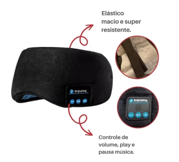 Capa Máscara de Olhos c/ Fone de Ouvido Bluetooth para Dormir - Image 3