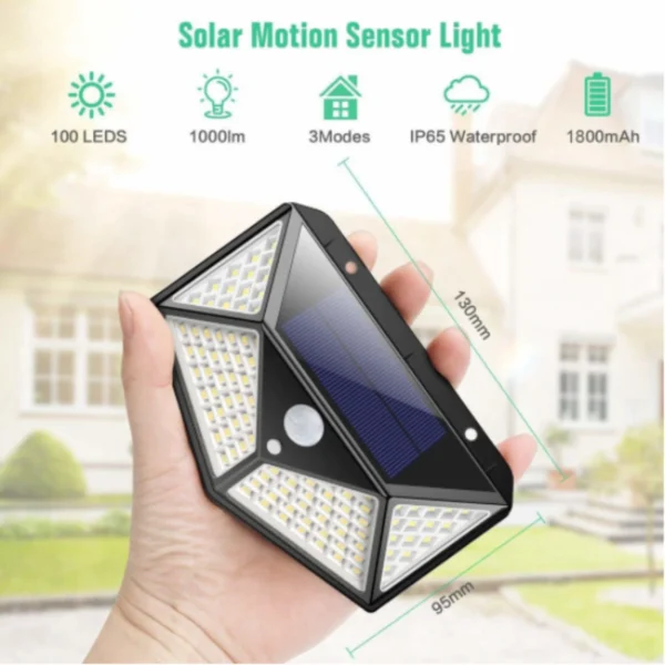 Luminária Refletor Solar Parede Led C/ Sensor Presença--100 LED - Image 3