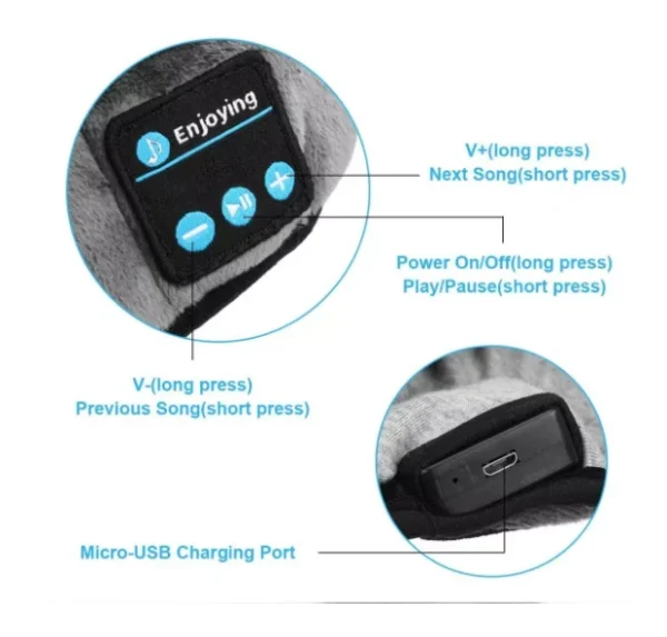 Capa Máscara de Olhos c/ Fone de Ouvido Bluetooth para Dormir - Image 2