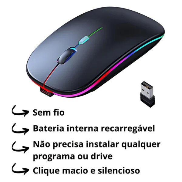 Mouses Wireless Recarregável Led Rgb 2.4 Ghz Sem Fio. - Image 2