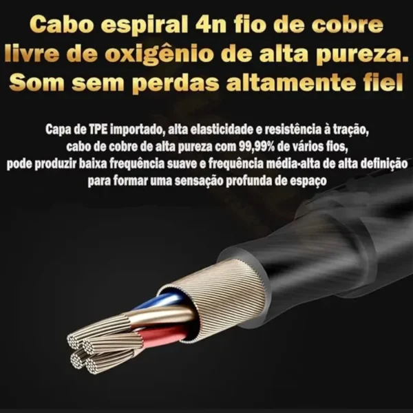 Fone de Ouvido com Fio e Microfone Driver de Cobre Ergonômico Hifi Estilo Esportivo - Image 2