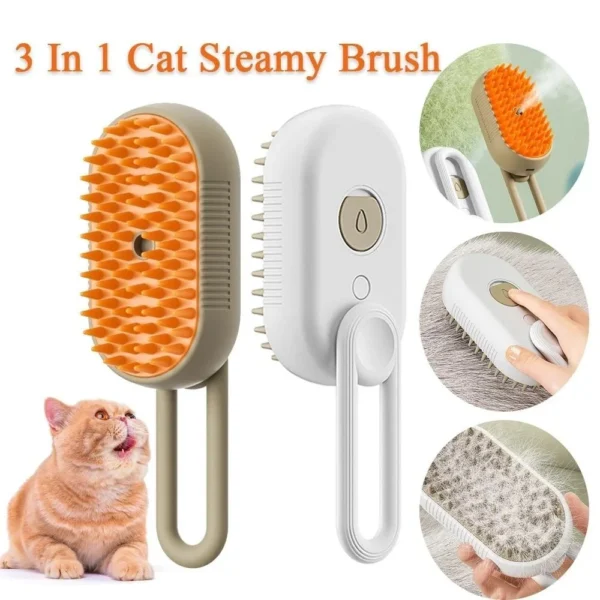 Escova Elétricas A Vapor Para Gatos e Cães 3 Em 1