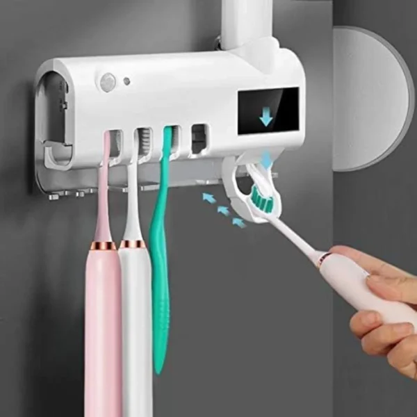 Porta Escova de Dentes com Dosador de Pasta Automática e Esterilizador UV