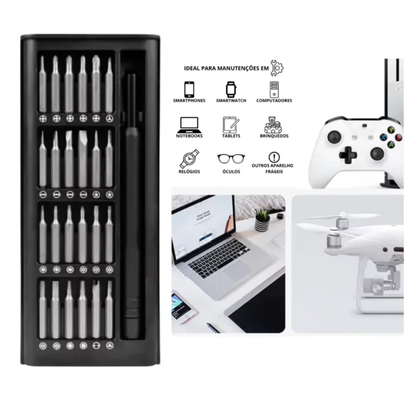 Kit de ferramentas de jogo de chave magnética de precisão de 24 peças + caneta de liga de alumínio com caixa organizadora preta - Image 2