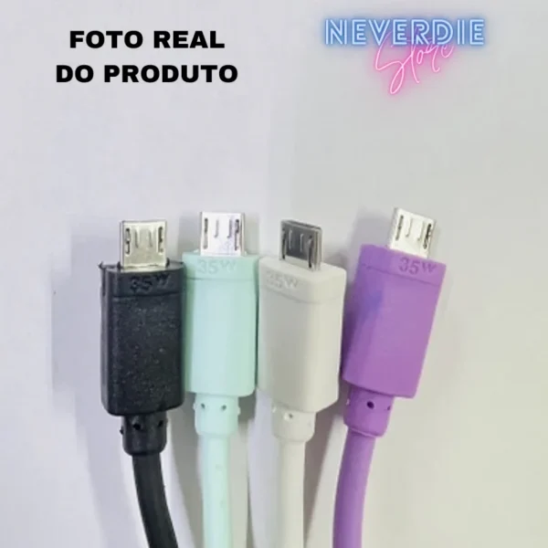 4 Cabos USB Carregamento Turbo para Celular/Smartphone/Tablet Saída V8 3.1A - Image 3
