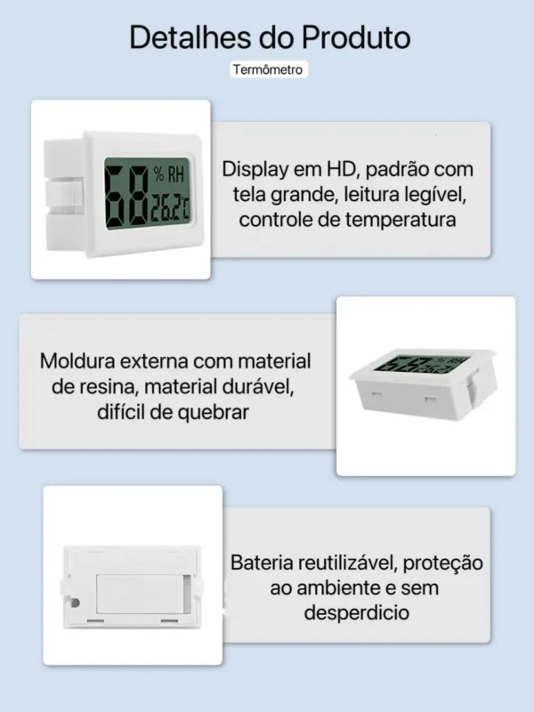 Mini termômetro digital LCD e medidor de umidade - Image 3