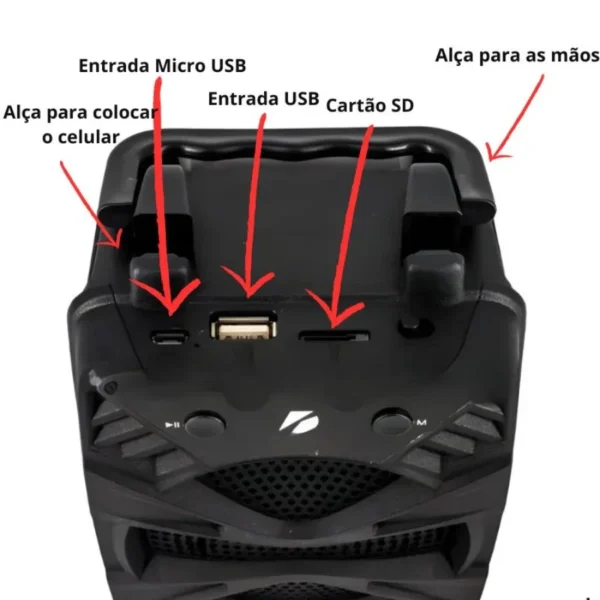 Caixa de Som Portátil Sem Fio Recarregável com Luz RGB - Image 2