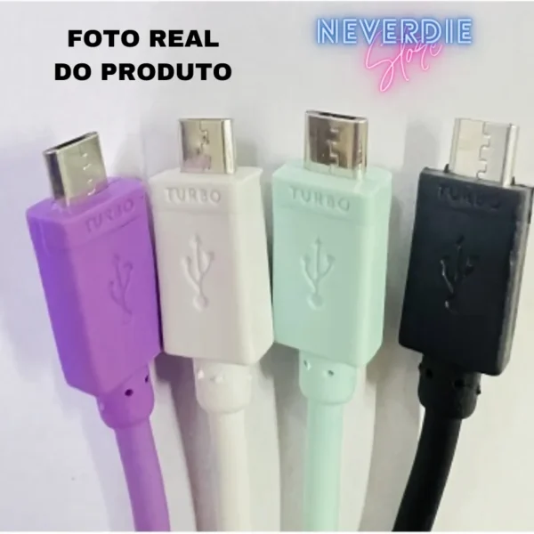 4 Cabos USB Carregamento Turbo para Celular/Smartphone/Tablet Saída V8 3.1A - Image 2