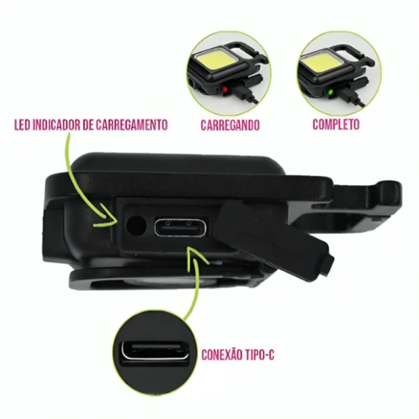 Mini Lanterna Com LED Portátil USB Recarregável - Image 5