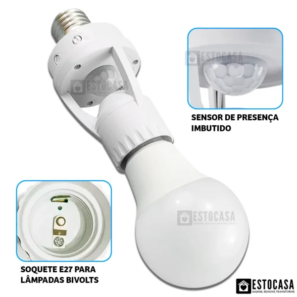 Sensor de Presença de Soquete E27 P/Fotocélula Ampla - Image 3